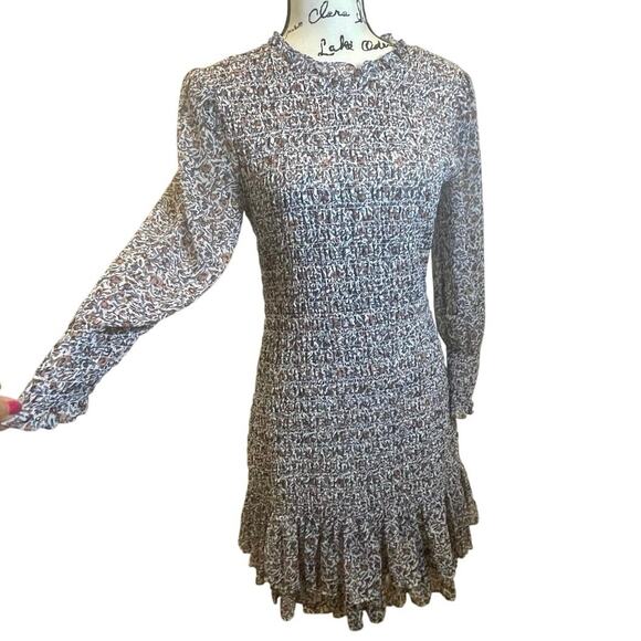 VERONICA BEARD MINI DRESS FARHA SMOCKED FLORAL Sz 6 RUFFLED HEM COTTAGE CORE - Picture 12 of 16